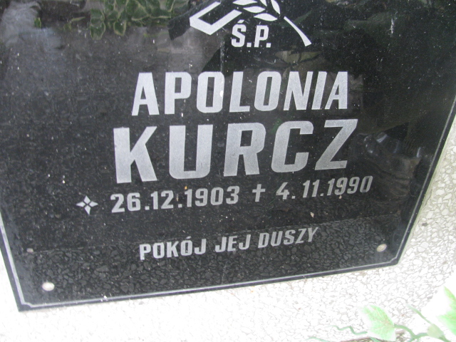 Apolonia Kurcz 1903 Wojnicz - Grobonet - Wyszukiwarka osób pochowanych