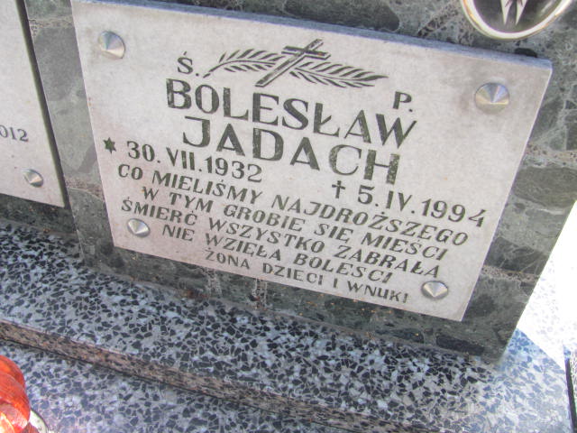 Bolesław Jadach 1932 Wojnicz - Grobonet - Wyszukiwarka osób pochowanych