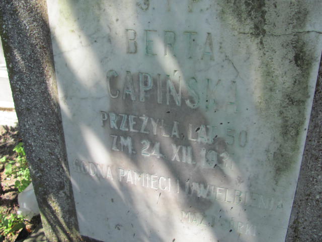 Berta Capińska 1881 Wojnicz - Grobonet - Wyszukiwarka osób pochowanych