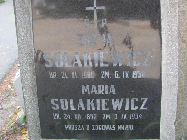 Zofia Solakiewicz 1906 Wojnicz - Grobonet - Wyszukiwarka osób pochowanych